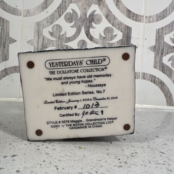 Boyds Yesterday's Child "Dollstone Maggie...Grandmom's Helper" LE  Jan Series #7 - Picture 5 of 5